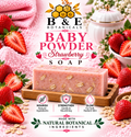 B&E Botanicals Baby Powder Strawberry Soap with realistic oats