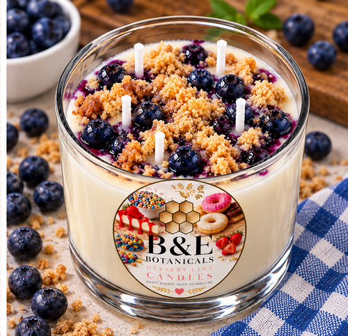 B&E Botanicals Blueberry Cobbler Dessert Candle