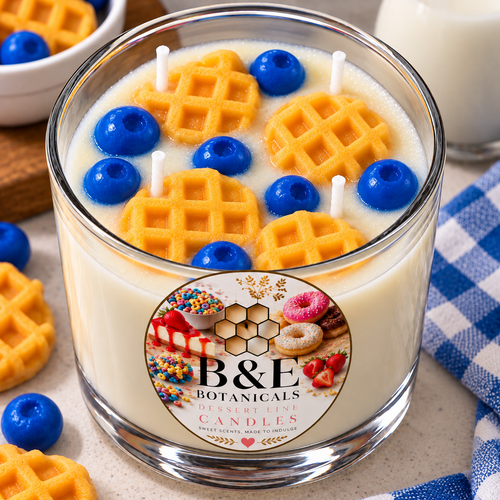 B&E Botanicals Blueberry Waffle Dessert Candle