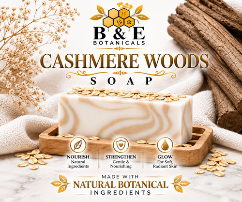 B&E Botanicals Cashmere Woods Soap clean mockup