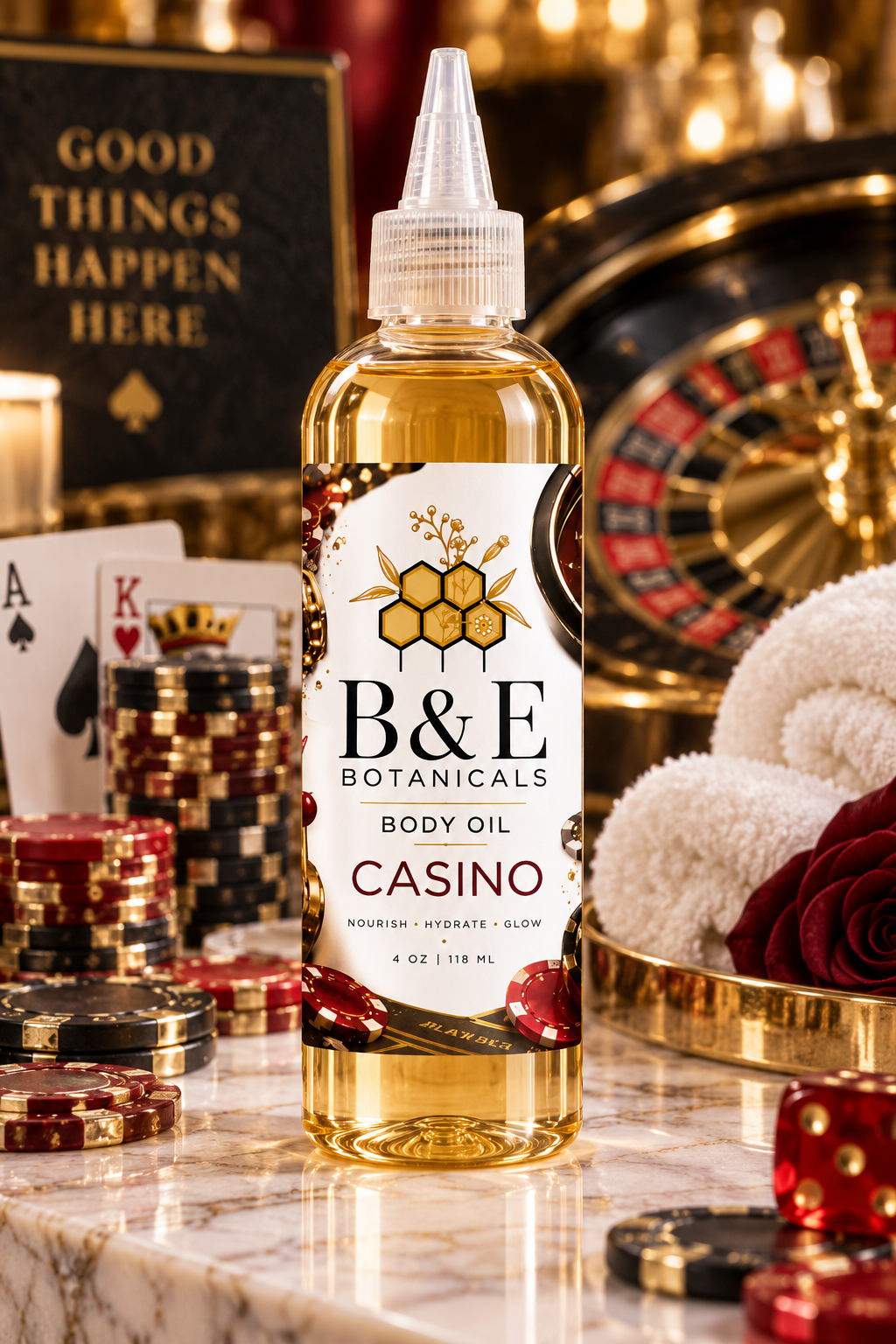B&E Botanicals Casino Body Oil, 4 oz