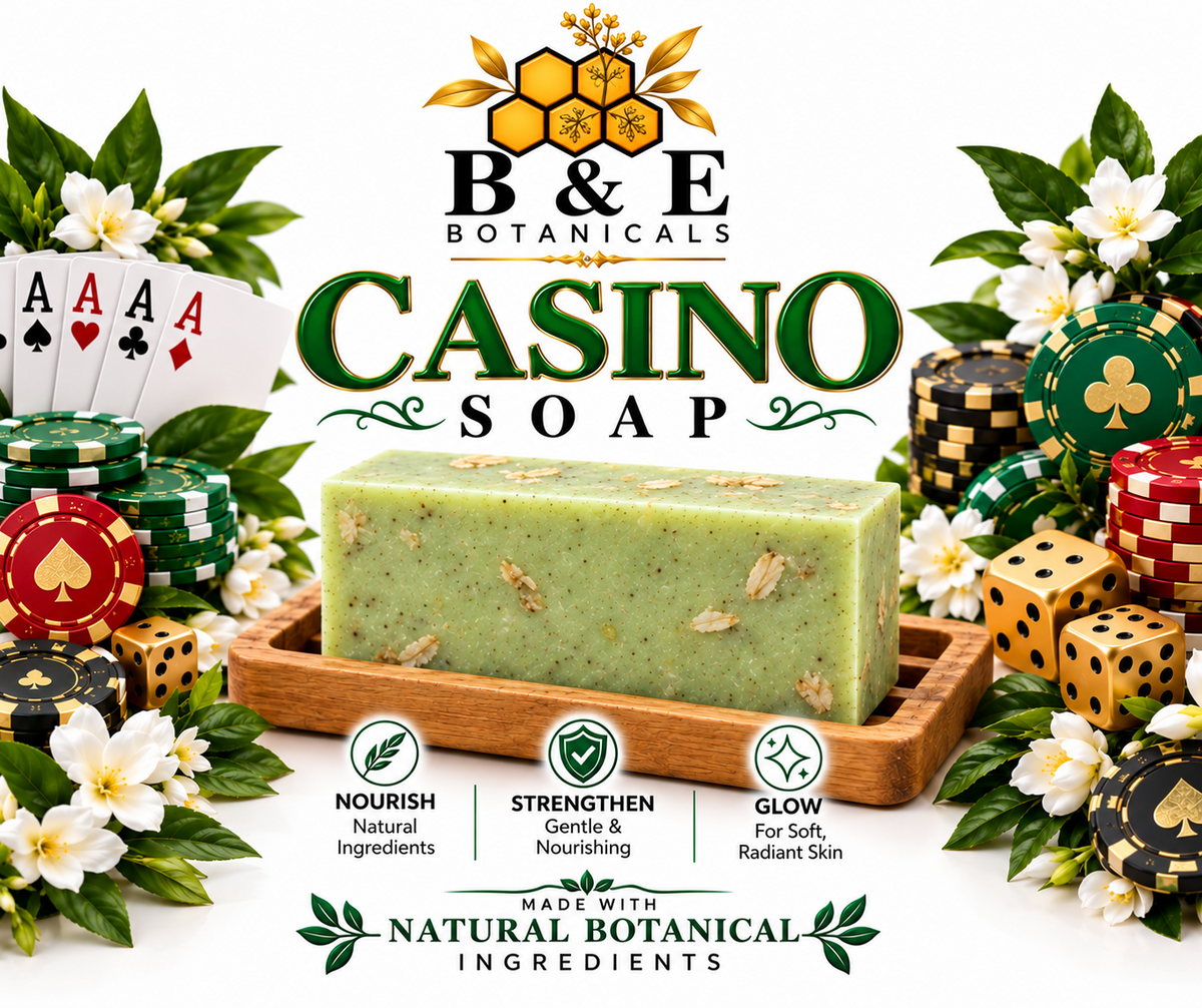 B&E Botanicals Casino Soap with realistic oats