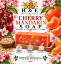 B&E Botanicals Cherry Mandarin Soap with realistic oats