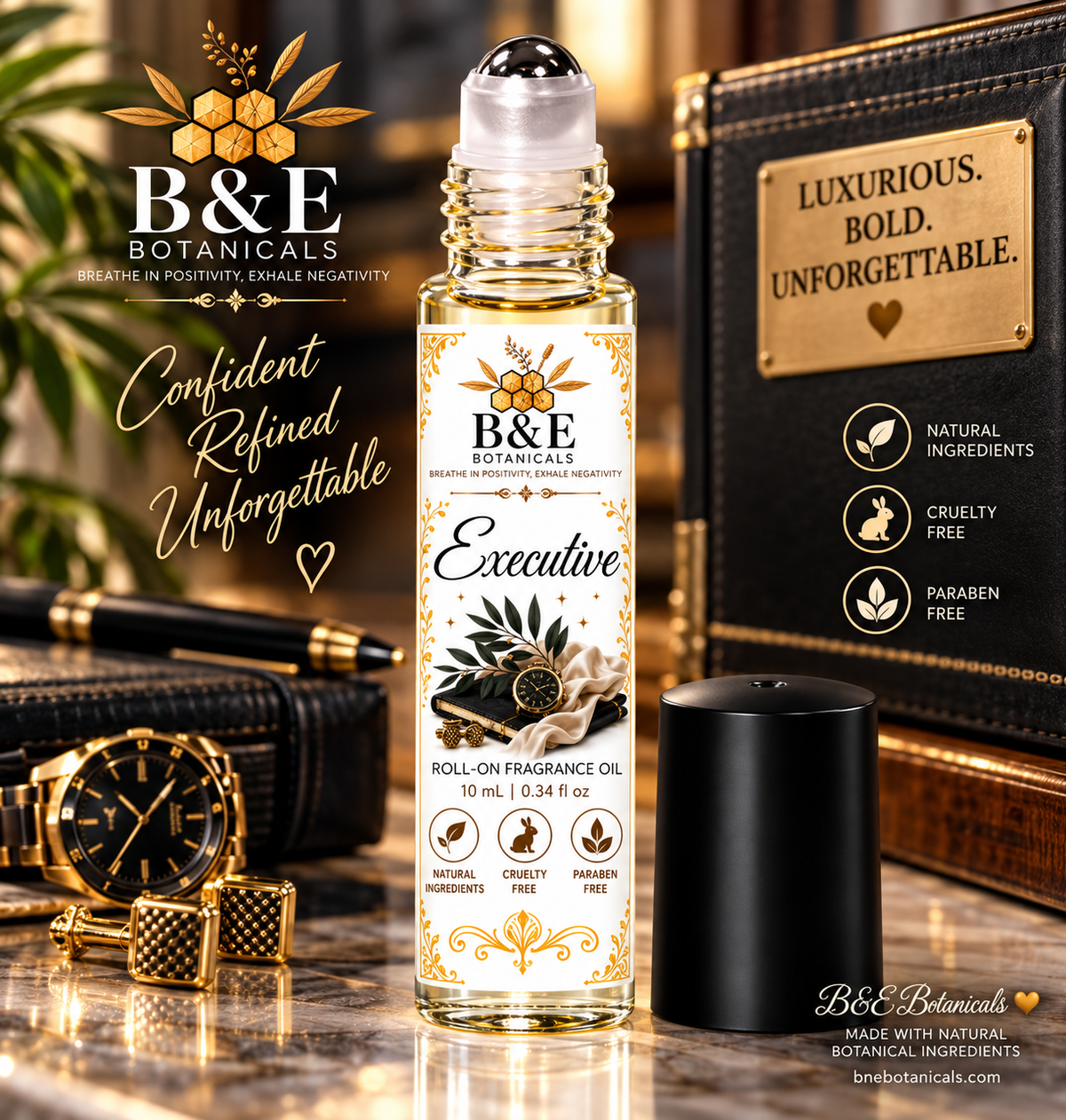 B&E Botanicals Executive 10 mL Roll-On Perfume Oil