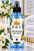 B&E Botanicals Fresh Linen Room Air Mist, 8 fl oz, blue liquid