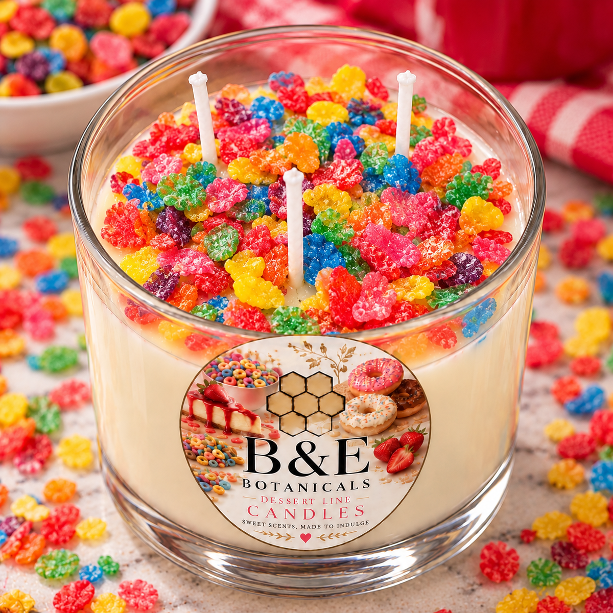 B&E Botanicals Fruity Pebbles Dessert Candle