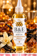 B&E Botanicals Golden Amber Vanilla Body Oil, 4 oz