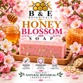 B&E Botanicals Honey Blossom Soap with realistic oats