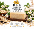 B&E Botanicals Jasmine Vanilla Soap clean mockup with oats