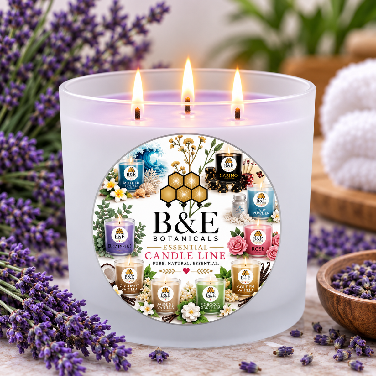 B&E Botanicals Lavender Essential Candle