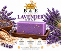 B&E Botanicals Lavender Soap clean mockup with lavender and oats
