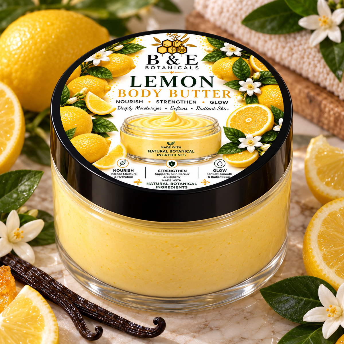 B&E Botanicals Lemon Body Butter, 4 oz