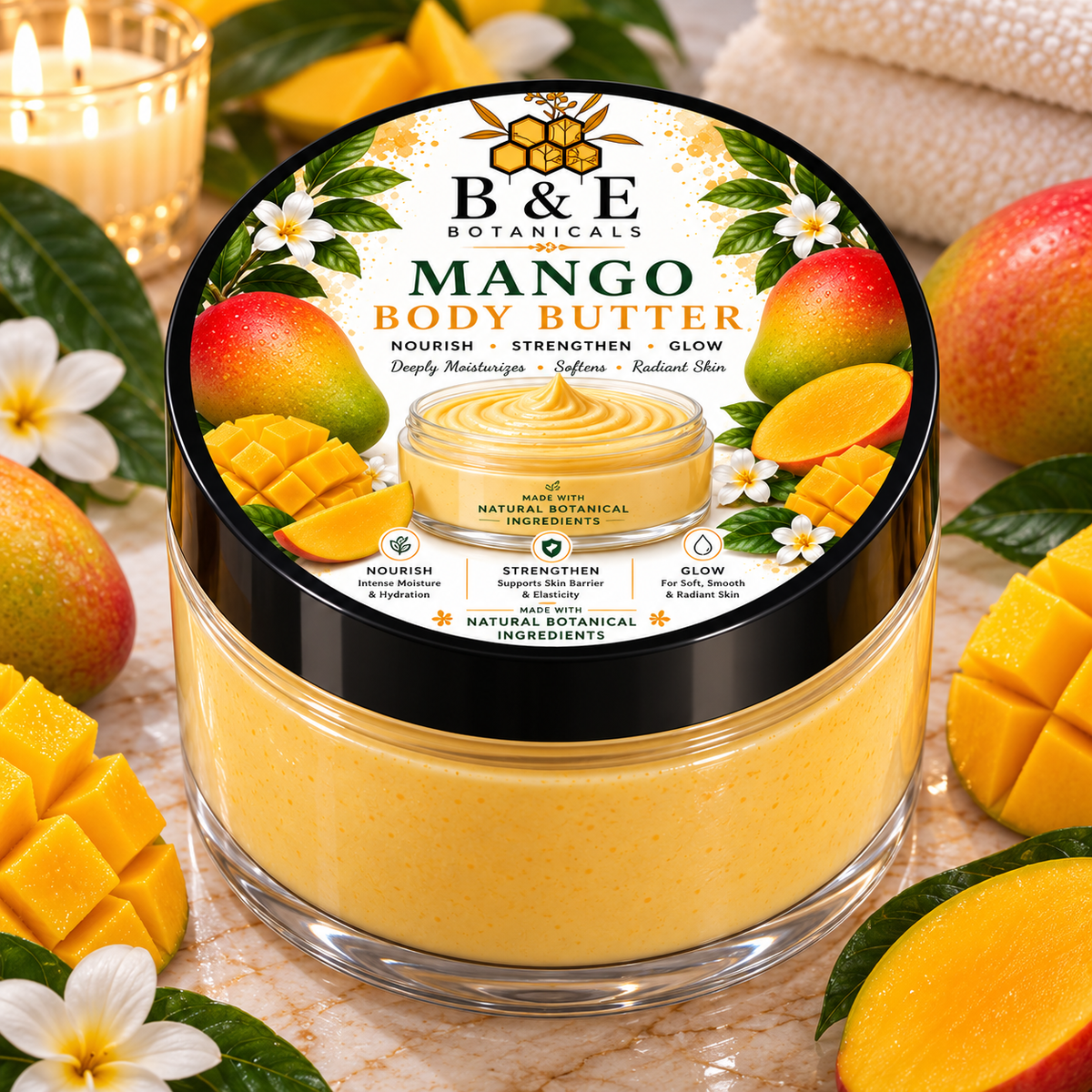 B&E Botanicals Mango Body Butter, 4 oz