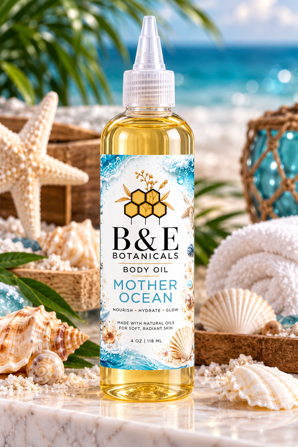 B&E Botanicals Mother Ocean Body Oil, 4 oz
