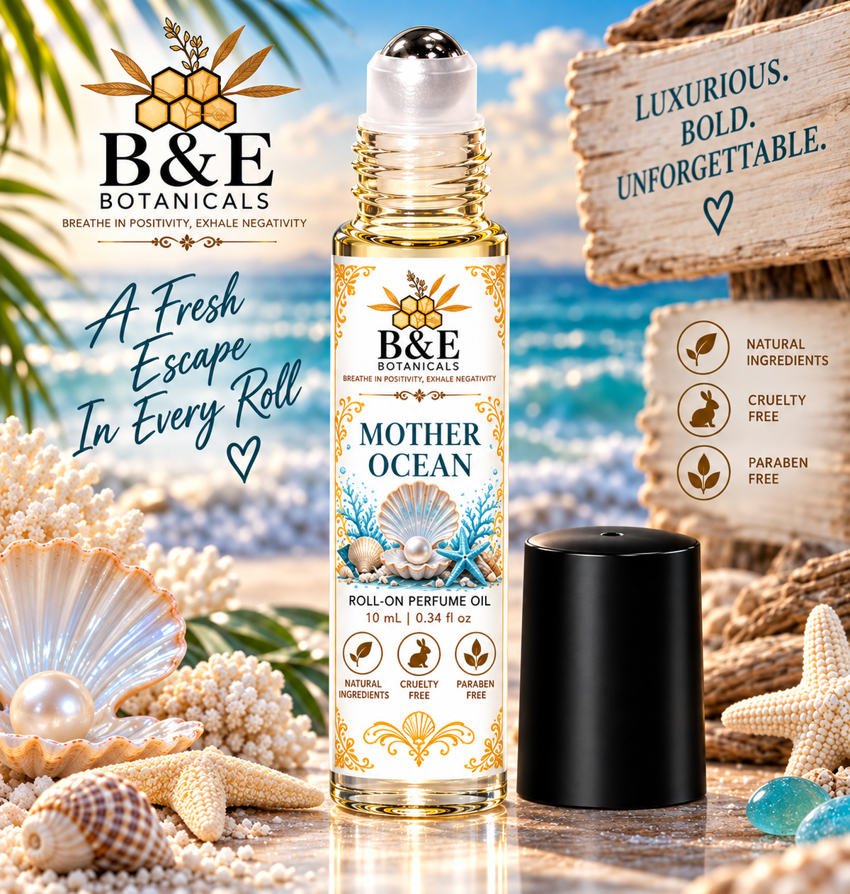 B&E Botanicals Mother Ocean 10 mL Roll-On Perfume Oil
