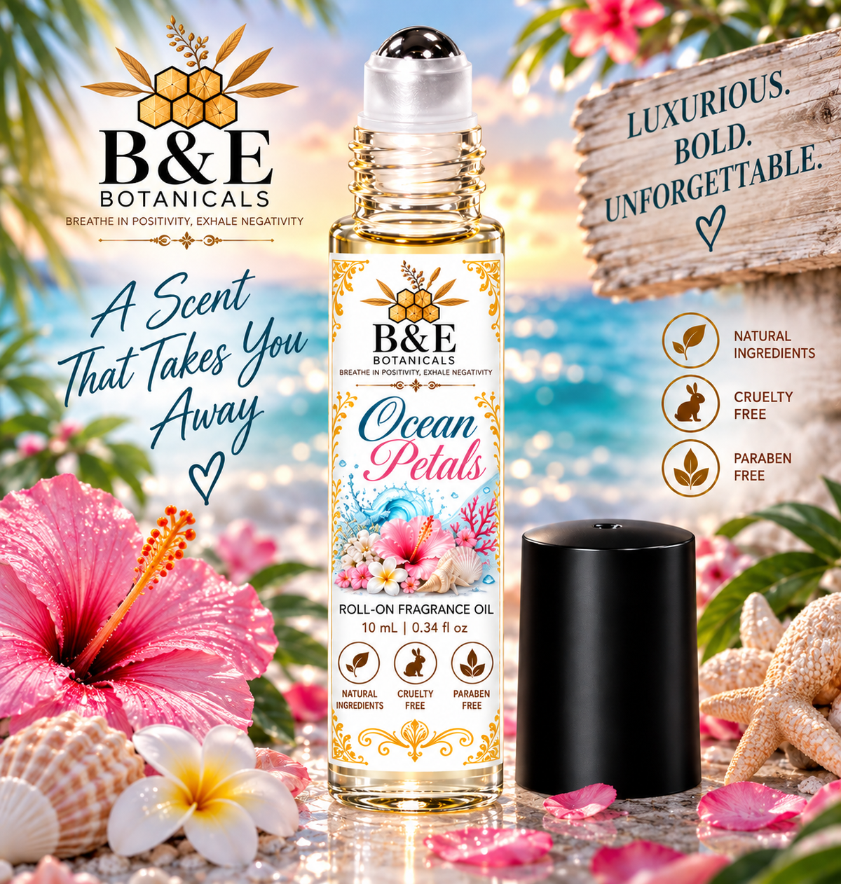 B&E Botanicals Ocean Petals 10 mL Roll-On Perfume Oil