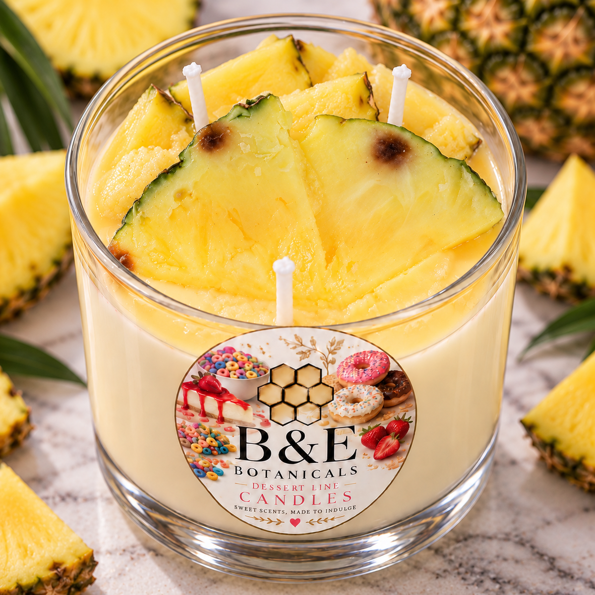 B&E Botanicals Pineapple Dessert Candle