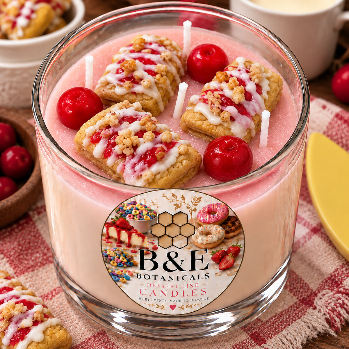 B&E Botanicals Raspberry Pop Tart Dessert Candle