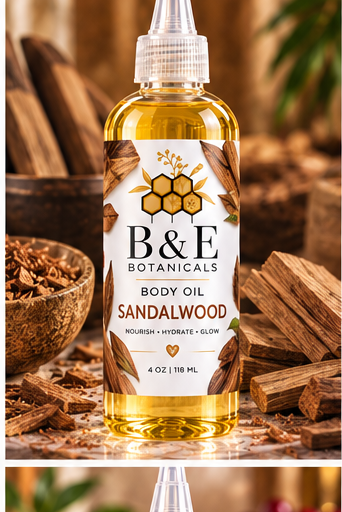 B&E Botanicals Sandalwood Body Oil, 4 oz