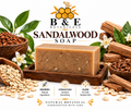 B&E Botanicals Sandalwood Soap clean mockup with oats and sandalwood