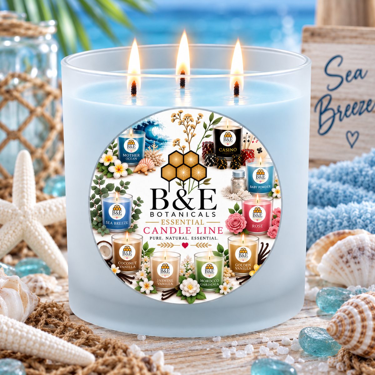 B&E Botanicals Essential Candle Line Sea Breeze candle