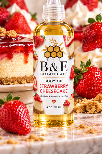 B&E Botanicals Strawberry Cheesecake Body Oil, 4 oz
