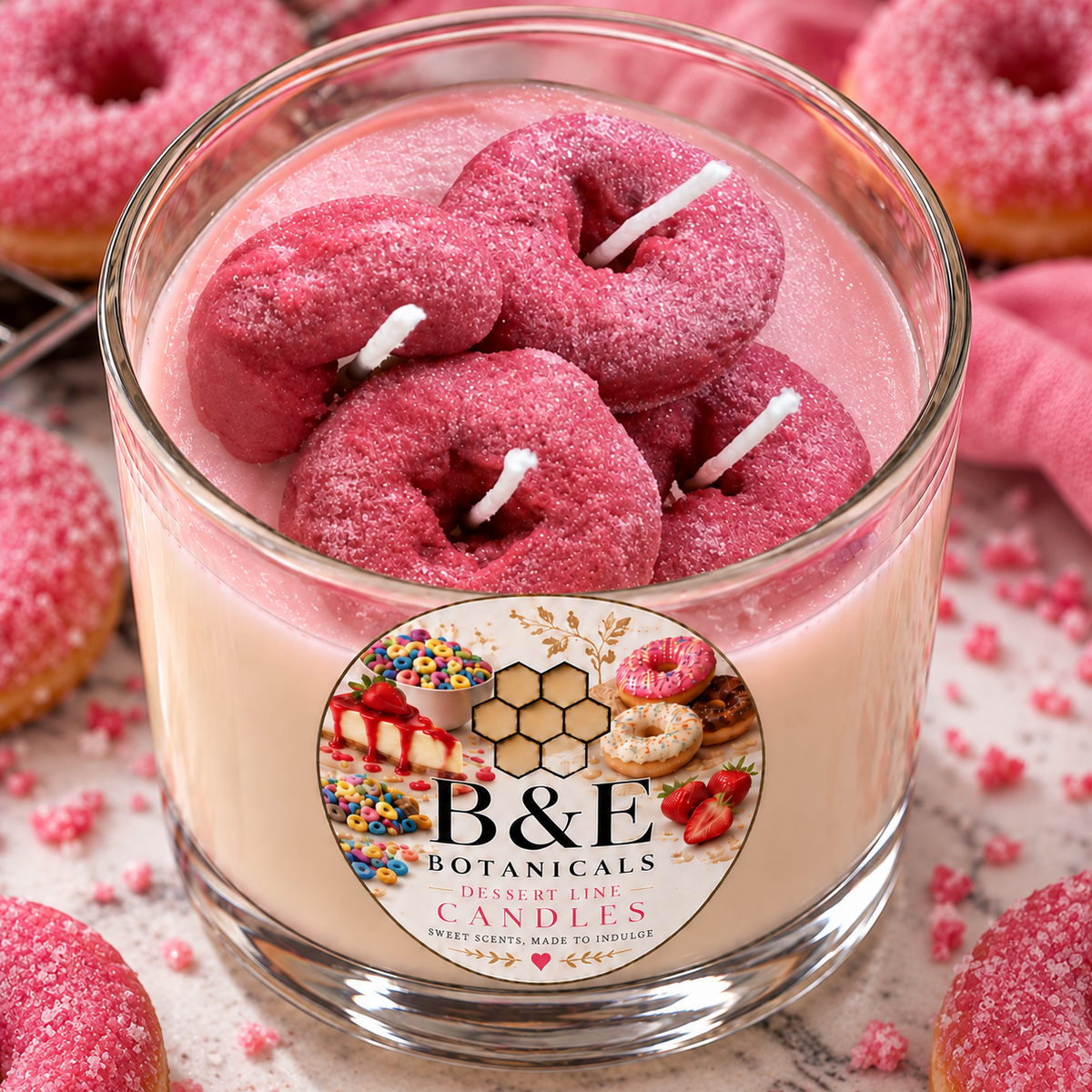 B&E Botanicals Sugar Donut Dessert Candle
