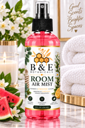 B&E Botanicals Watermelon Breeze Room Air Mist 8 fl oz with red liquid